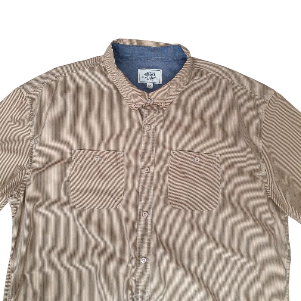 Ecko Unltd Shirt Mens 2XL Striped Short Sleeve Button Front